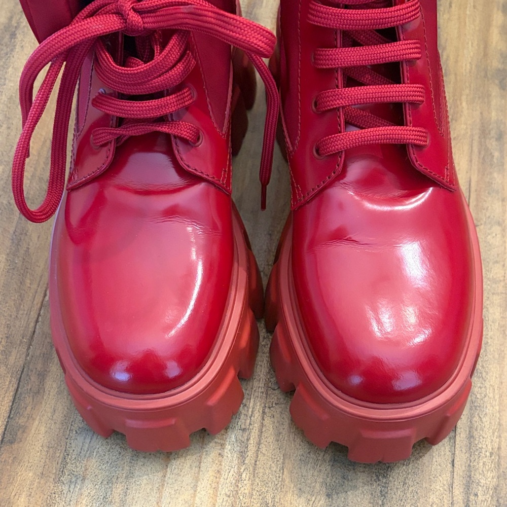 Prada Monolith Red Boots - Picture 4 of 8